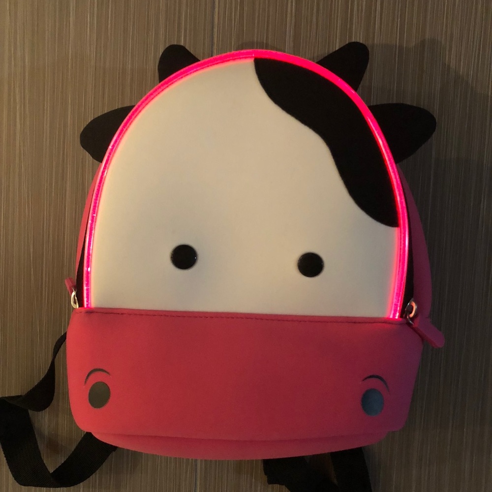 Pink Cow Kids Backpack with LED lights